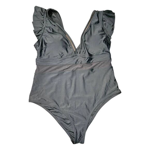 Cupshe Black Deep V One Piece Bathing Swim Suit Womens Size 2X NEW WITH TAGS - Picture 3 of 8